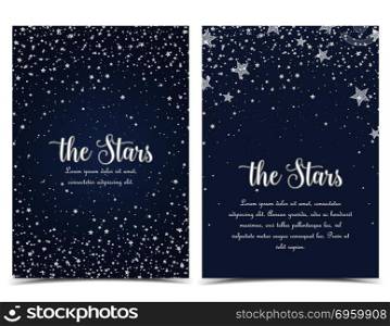 Night sky with stars. Vector illustration of stars on a dark background. Night sky. Cheerful party and celebration