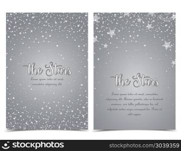 Night sky with stars. Vector illustration of stars on a grey background. Night sky. Cheerful party and celebration