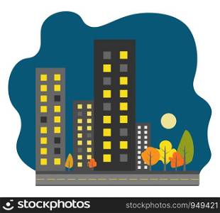 Night town illustration vector on white background
