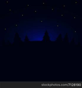 Night winter forest with stars. christmas background. Night winter forest with stars.