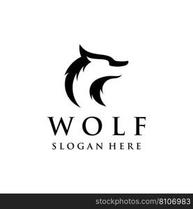 Night wolf abstract Logo design simple isolated background.Vector illustration.