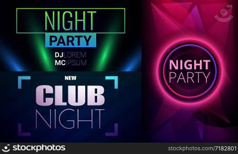 Nightclub banner set. Cartoon illustration of nightclub vector banner set for web design. Nightclub banner set, cartoon style
