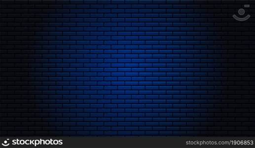 Nightly brick wall. background for neon lights. Concept dark brick wall text place, brickwork message background area. Vector illustration.. Nightly brick wall.
