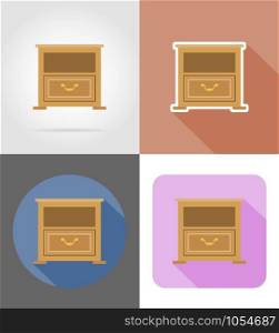 nightstand furniture set flat icons vector illustration isolated on white background