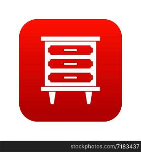 Nightstand in simple style isolated on white background vector illustration. Nightstand icon digital red