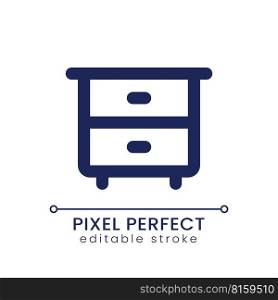 Nightstand pixel perfect linear ui icon. Bedroom arrangement. Piece of furniture. GUI, UX design. Outline isolated user interface element for app and web. Editable stroke. Poppins font used. Nightstand pixel perfect linear ui icon