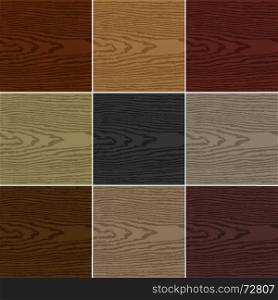 Nine color wood texture background. 9 colors wood texture background. Set 04 Empty realistic plank with annual years circles. Blank natural pattern swatch template. Backdrop size square format. Vector illustration design elements 10 eps