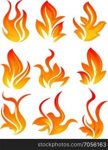 Nine fire icon. Nine simple fire icon on white background