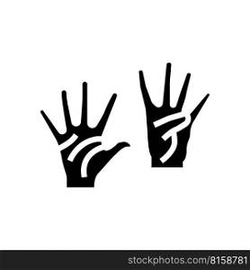 nine number hand gesture glyph icon vector. nine number hand gesture sign. isolated symbol illustration. nine number hand gesture glyph icon vector illustration
