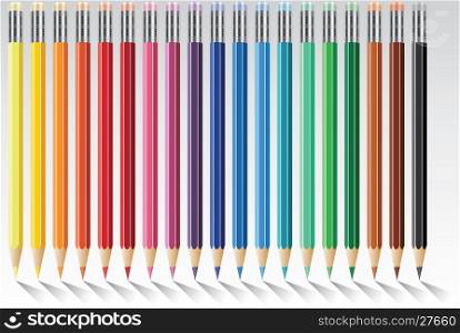 nineteen vector colorful pencils with eraser