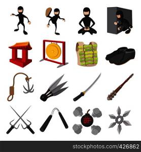 Ninja cartoon icons set isolated on white background. Ninja cartoon icons set