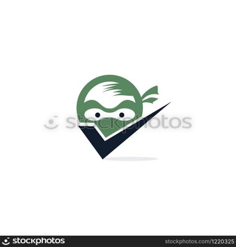 Ninja check icon vector logo design.