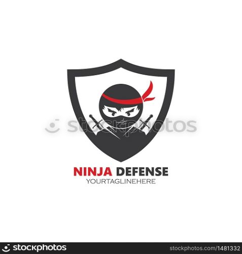 ninja defense logo template vector illustration design