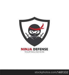 ninja defense logo template vector illustration design