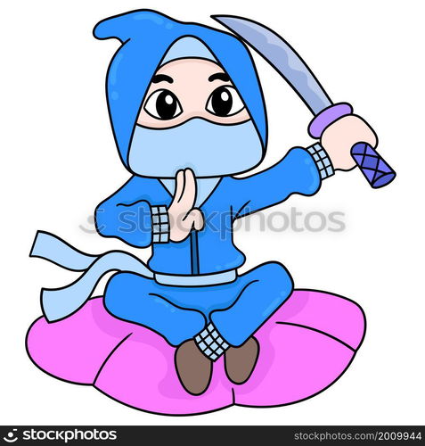 ninja dressed in veil is sitting on a lotus