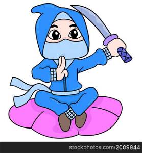 ninja dressed in veil is sitting on a lotus
