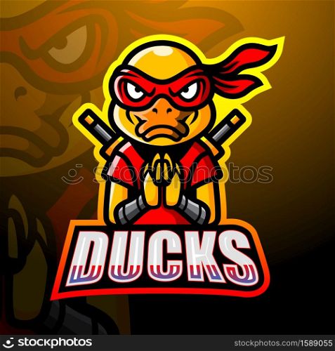 Ninja duck mascot esport logo design