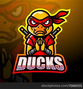 Ninja duck mascot esport logo design