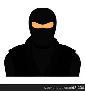 Ninja in black clothes and mask icon flat isolated on white background vector illustration. Ninja in black clothes and mask icon isolated