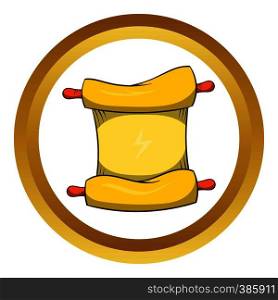 Ninja scroll vector icon in golden circle, cartoon style isolated on white background. Ninja scroll vector icon, cartoon style