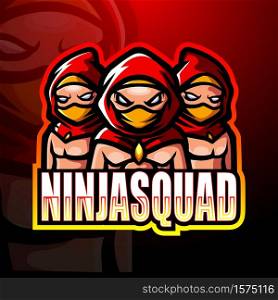 Ninja squad mascot esport logo design
