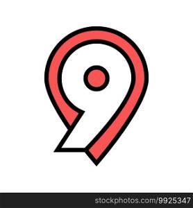 ninth number color icon vector. ninth number sign. isolated symbol illustration. ninth number color icon vector illustration
