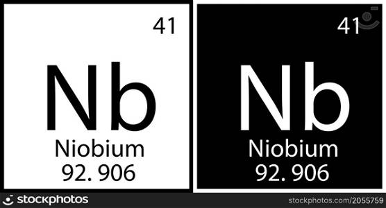 Niobium chemical element. Mendeleev table. Education background. Modern design. Vector illustration. Stock image. EPS 10.. Niobium chemical element. Mendeleev table. Education background. Modern design. Vector illustration. Stock image.