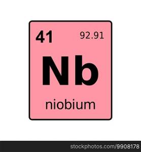 Niobium chemical element of periodic table. Sign with atomic number.
