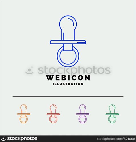 nipple, baby, dummy, pacifier, kids 5 Color Line Web Icon Template isolated on white. Vector illustration. Vector EPS10 Abstract Template background