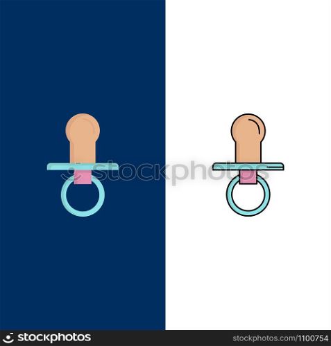 nipple, baby, dummy, pacifier, kids Flat Color Icon Vector