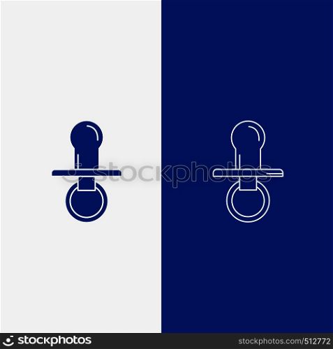 nipple, baby, dummy, pacifier, kids Line and Glyph web Button in Blue color Vertical Banner for UI and UX, website or mobile application. Vector EPS10 Abstract Template background