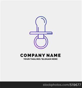 nipple, baby, dummy, pacifier, kids Purple Business Logo Template. Place for Tagline. Vector EPS10 Abstract Template background