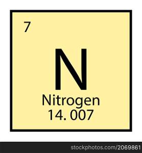 Nitrogen chemical icon. Isolated sign. Periodic table symbol. Light yellow background. Vector illustration. Stock image. EPS 10.. Nitrogen chemical icon. Isolated sign. Periodic table symbol. Light yellow background. Vector illustration. Stock image.