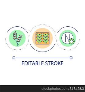 Nitrogen importance loop concept icon. Essential nutrient for plants. Seedlings. Growing grains abstract idea thin line illustration. Isolated outline drawing. Editable stroke. Arial font used. Nitrogen importance loop concept icon