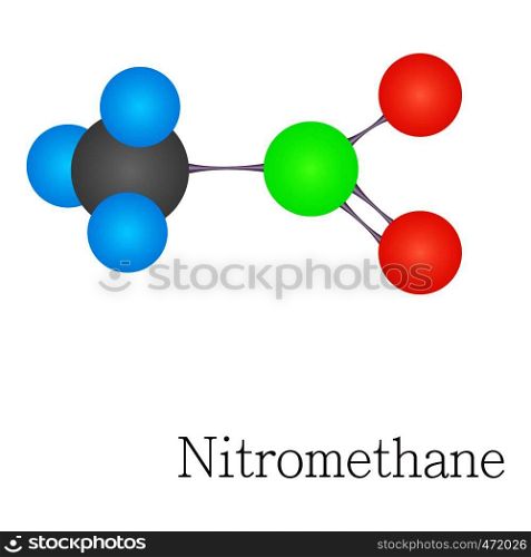 Nitromethane 3D molecule. Cartoon illustration of nitromethane 3D molecule vector for web design. Nitromethane 3D molecule chemical science