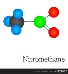 Nitromethane 3D molecule. Cartoon illustration of nitromethane 3D molecule vector for web design. Nitromethane 3D molecule chemical science