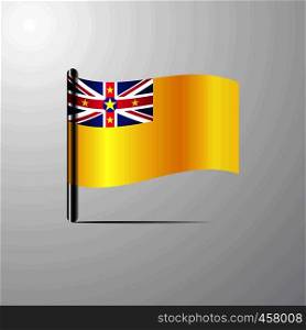 Niue waving Shiny Flag design vector