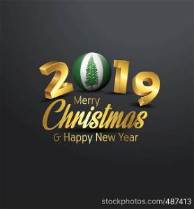 NJorfolk Island Flag 2019 Merry Christmas Typography. New Year Abstract Celebration background
