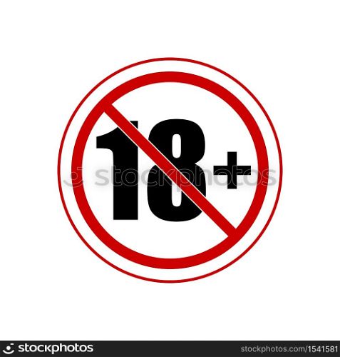 No 18 years old ,Under eighteen sign on white background.