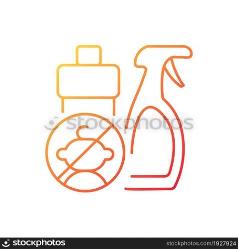 No access to cleaning materials gradient linear vector icon. Child safety at home. Poisoning prevention. Thin line color symbol. Modern style pictogram. Vector isolated outline drawing. No access to cleaning materials gradient linear vector icon