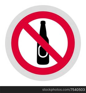 No alcohol forbidden sign, modern round sticker, vector illustration for your design. Forbidden sign, modern round sticker