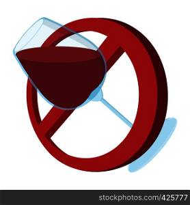 No alcohol sign cartoon icon on a white background. No alcohol sign cartoon icon