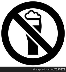 No Beer forbidden sign, modern round sticker