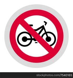 No bike forbidden sign, modern round sticker. Forbidden sign, modern round sticker
