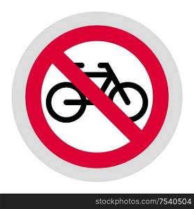 No bike forbidden sign, modern round sticker, vector illustration for your design. Forbidden sign, modern round sticker