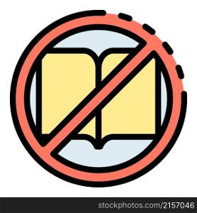 No book reading icon. Outline no book reading vector icon color flat isolated. No book reading icon color outline vector