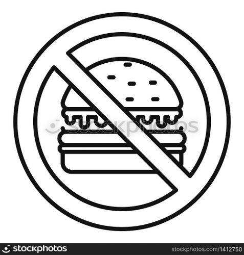 No burger eat icon. Outline no burger eat vector icon for web design isolated on white background. No burger eat icon, outline style