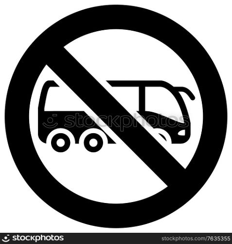 No bus forbidden sign, modern round sticker, vector illustration for your design