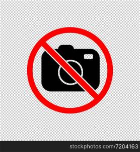No camera, stop photos or do not take pictures, ban photos icon in black and red. Forbidden symbol simple on isolated background. EPS 10 vector. No camera, stop photos or do not take pictures, ban photos icon in black and red. Forbidden symbol simple on isolated background. EPS 10 vector.