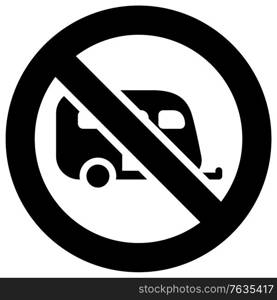 No camping cars and caravans forbidden sign, modern round sticker